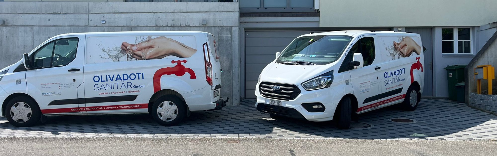 Die Servicefahrzeuge der Olivadoti Sanitär GmbH